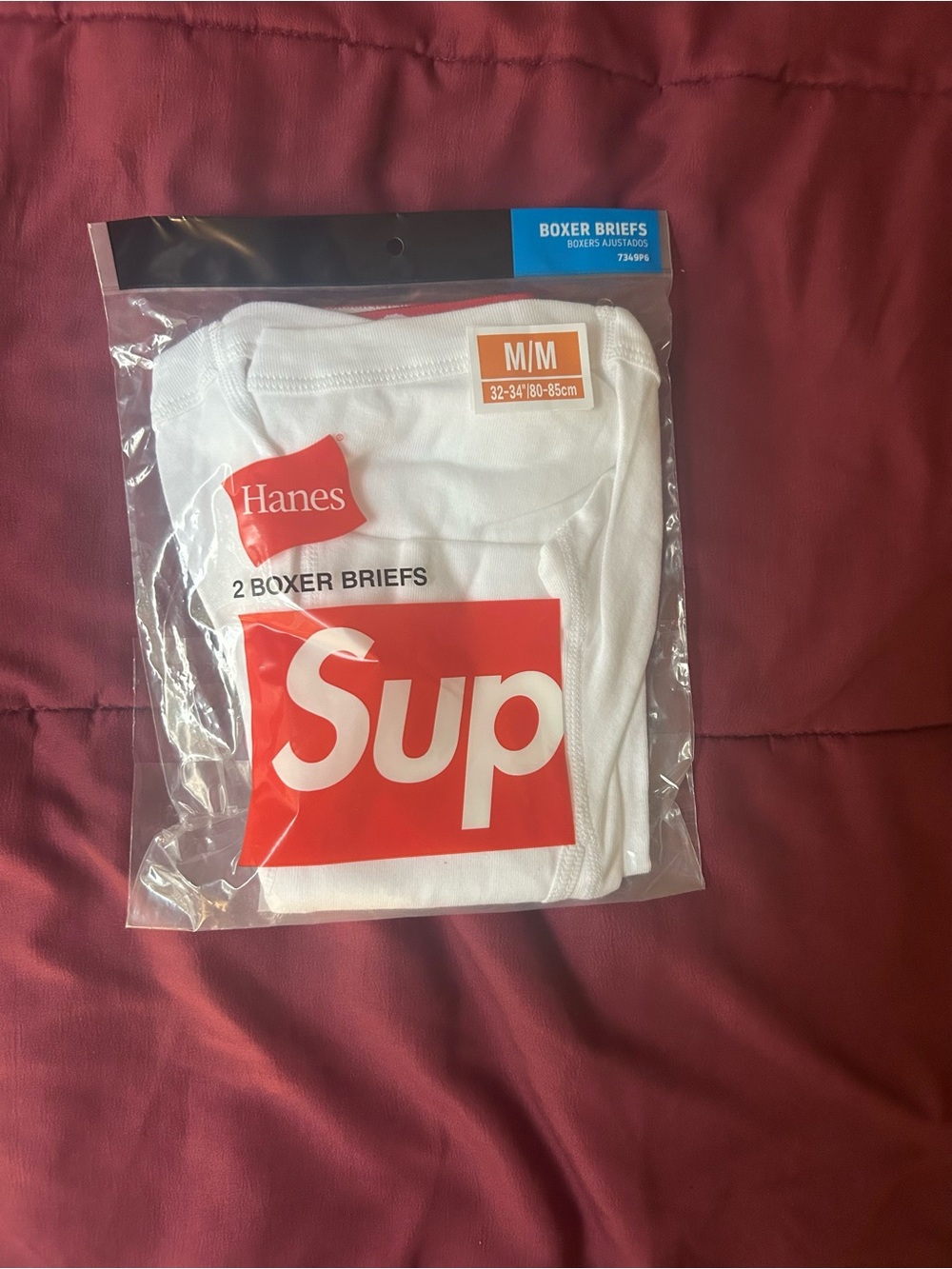 Hanes White Boxer Briefs - 2 Pack with Red Logo Accent